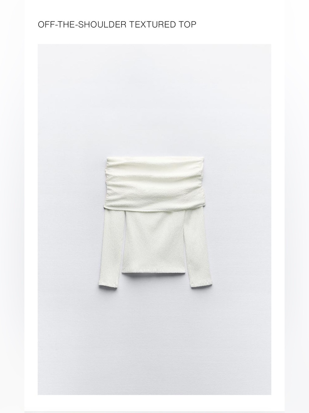 Zara Off-the-Shoulder Textured Top in Ivory White